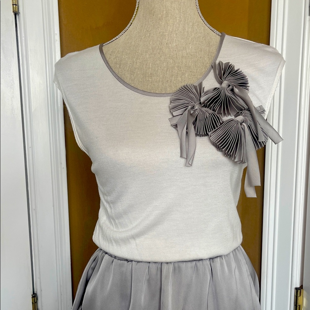 The Limited Silver Gray and Cream Dress. Jodi Arnold